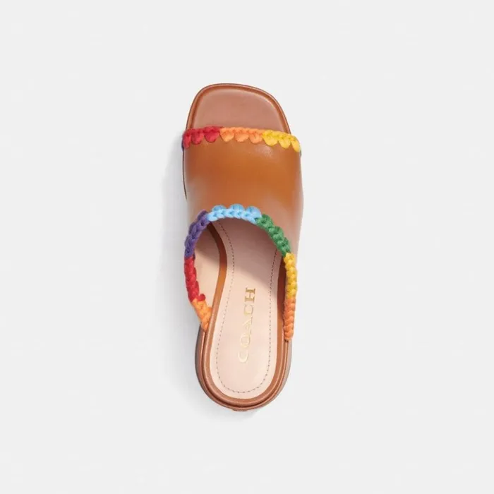 Women Bobi Platform Sandal With Rainbow Crochet Burnished Amberrainbow Coach Heels Women Bobi Platform Sandal With Rainbow Crochet Burnished Amberrainbow Coach Heels