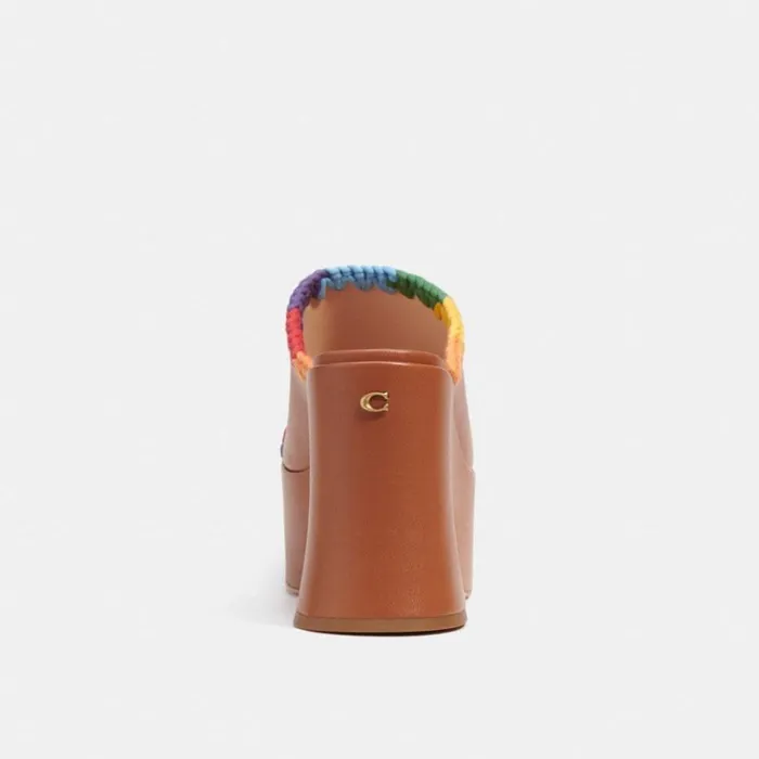Women Bobi Platform Sandal With Rainbow Crochet Burnished Amberrainbow Coach Heels Women Bobi Platform Sandal With Rainbow Crochet Burnished Amberrainbow Coach Heels