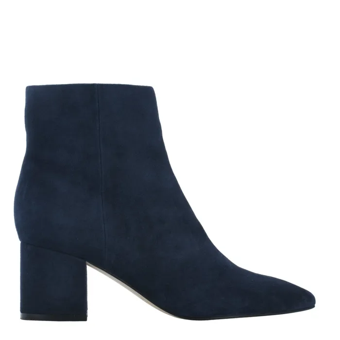Women Booties Marc Fisher Jarli Pointy Ankle Bootie Navy Suede
