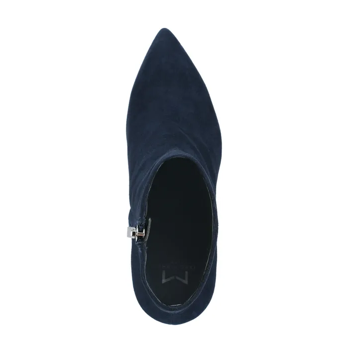 Women Booties Marc Fisher Jarli Pointy Ankle Bootie Navy Suede