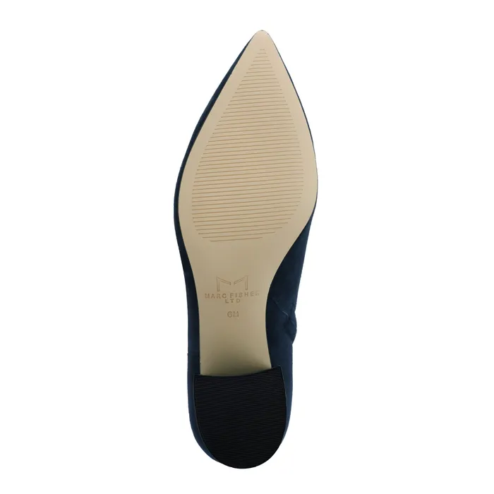 Women Booties Marc Fisher Jarli Pointy Ankle Bootie Navy Suede