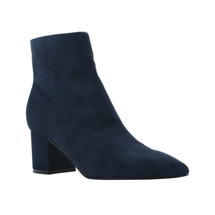 Women Booties Marc Fisher Jarli Pointy Ankle Bootie Navy Suede