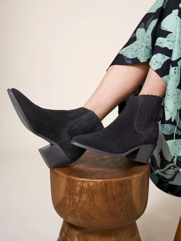 Women BOOTS White Stuff Cherry Suede Ankle Boot Pure Black
