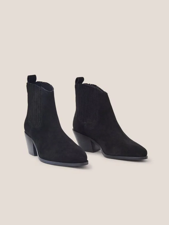 Women BOOTS White Stuff Cherry Suede Ankle Boot Pure Black Women BOOTS White Stuff Cherry Suede Ankle Boot Pure Black