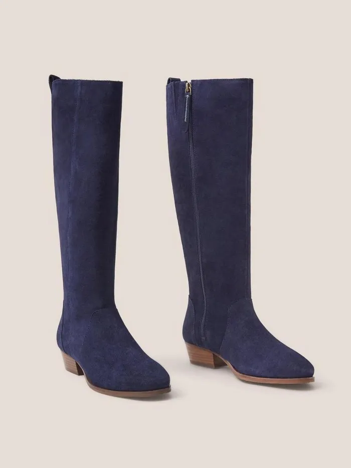 Women BOOTS White Stuff Willow Suede Knee High Boot Dark Navy