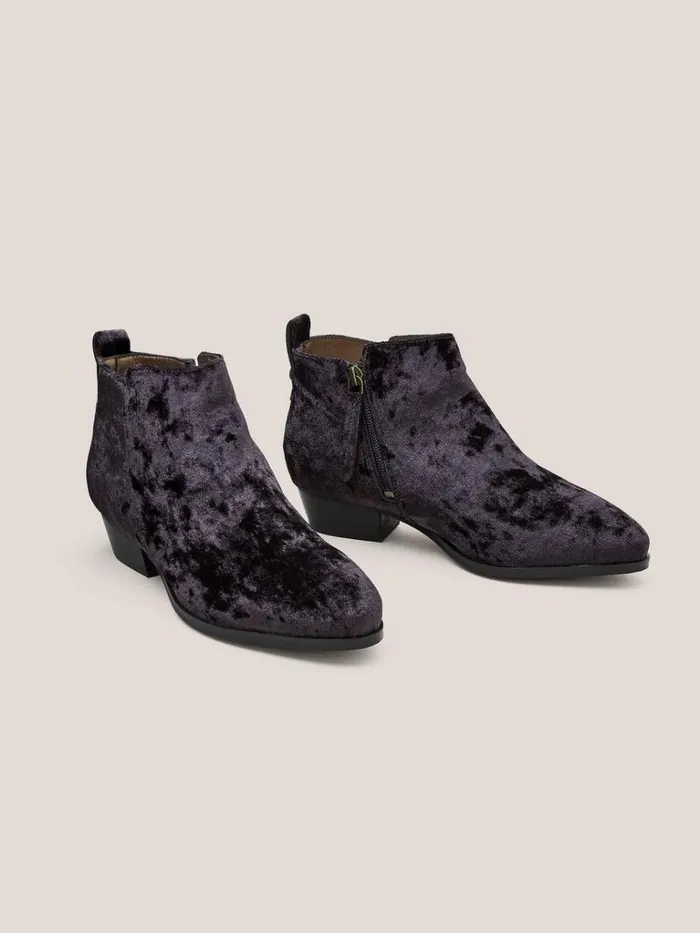 Women BOOTS White Stuff Willow Velvet Ankle Boot Dk Grey