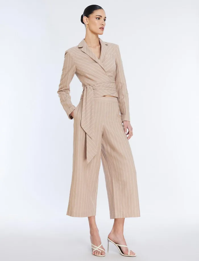 Women Bottoms BCBG WideLeg Crop Pant Khakiwhite