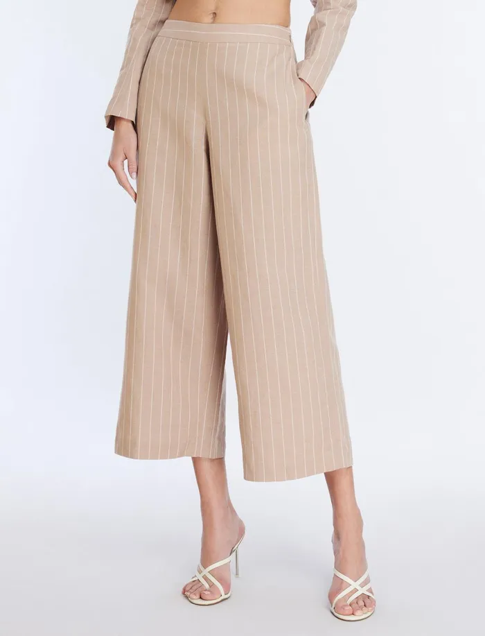 Women Bottoms BCBG WideLeg Crop Pant Khakiwhite
