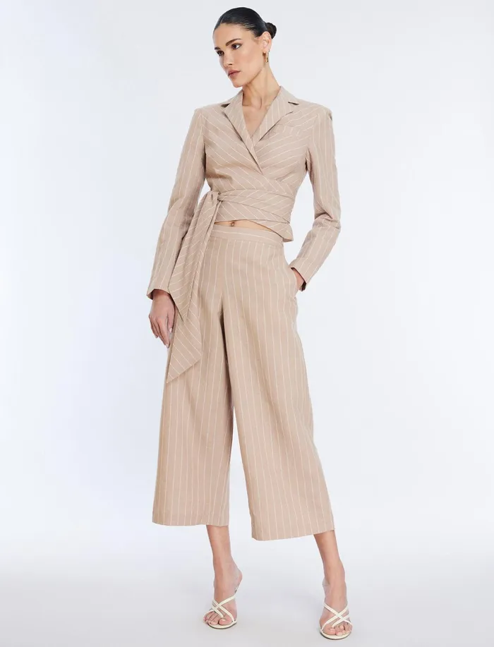 Women Bottoms BCBG WideLeg Crop Pant Khakiwhite