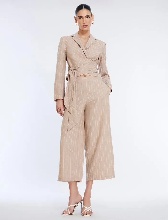 Women Bottoms BCBG WideLeg Crop Pant Khakiwhite