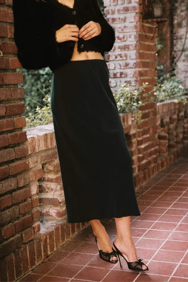 Women Bottoms Christy Dawn The Helen Bias Skirt Raven Silk