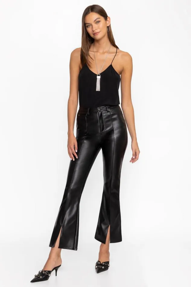 Women Bottoms Johnny Was THE SLIT FLARE VEGAN LEATHER PANT Black Women Bottoms Johnny Was THE SLIT FLARE VEGAN LEATHER PANT Black
