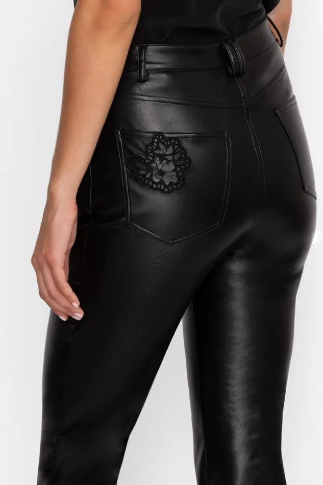 Women Bottoms Johnny Was THE SLIT FLARE VEGAN LEATHER PANT Black Women Bottoms Johnny Was THE SLIT FLARE VEGAN LEATHER PANT Black