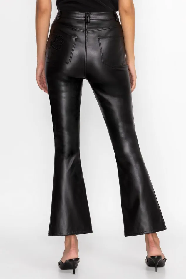 Women Bottoms Johnny Was THE SLIT FLARE VEGAN LEATHER PANT Black Women Bottoms Johnny Was THE SLIT FLARE VEGAN LEATHER PANT Black