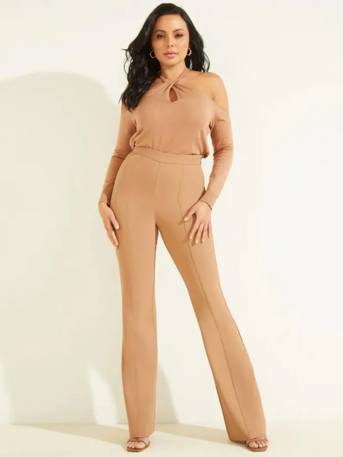 Women Bottoms Marciano Chloe Flared Pant Shiitake Brown Women Bottoms Marciano Chloe Flared Pant Shiitake Brown
