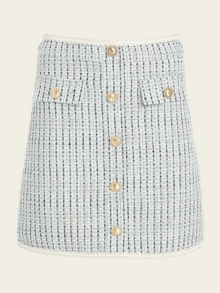 Women Bottoms Marciano Provence Tweed Skirt Remarkable Blue Tweed Women Bottoms Marciano Provence Tweed Skirt Remarkable Blue Tweed