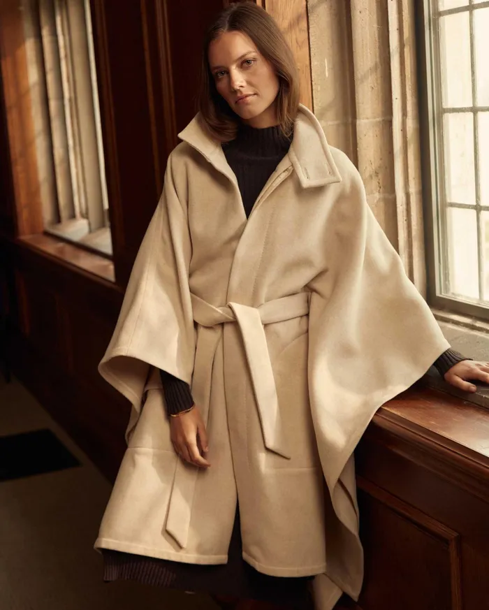 Women Cape Coat Ecru Billy Reid Jackets and Outerwear
