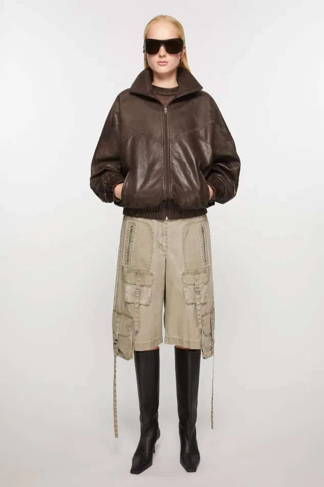 Women Cargo Shorts Khaki Beige Acne Studios Shorts