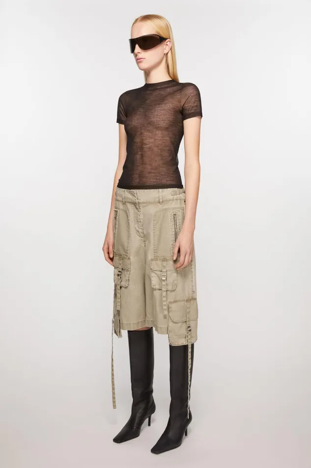 Women Cargo Shorts Khaki Beige Acne Studios Shorts