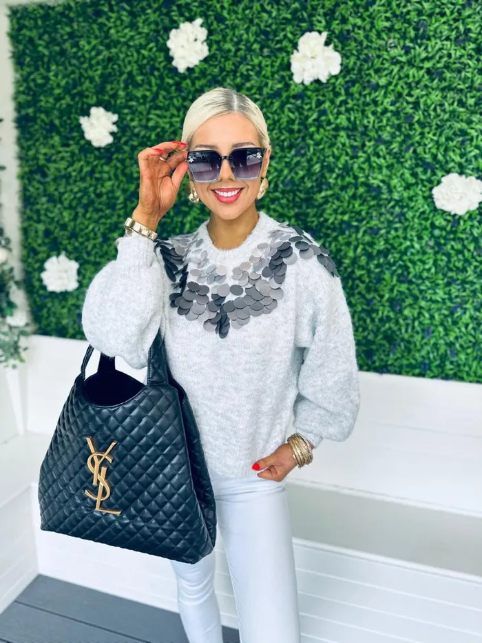 Women Casual Wear Canella Lane Ben Sequin Detail Jumper Grey