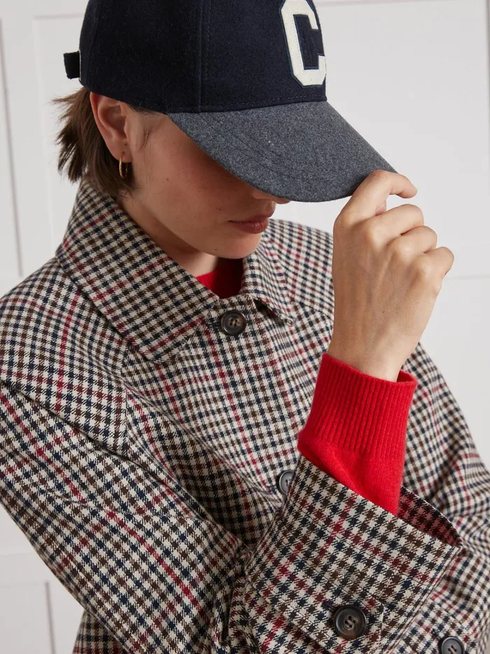 Women Clothing Cyrillus Check Twill Car Coat Carreaux Tricolore