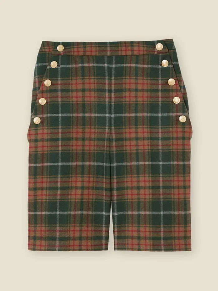 Women Clothing Cyrillus Jean Bermuda Shorts 8211 Christmas In Constance039s Wonderland Carreaux Vert