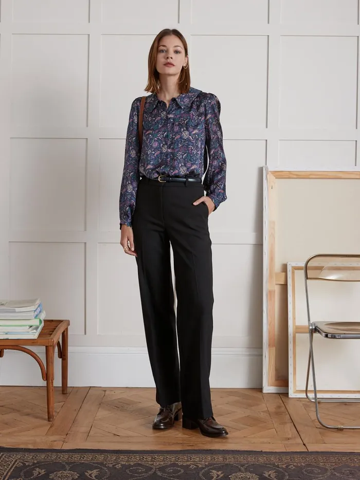 Women Clothing Cyrillus Pablo Piatti Botania Print Shirt With Ruched Collar Imp Botania
