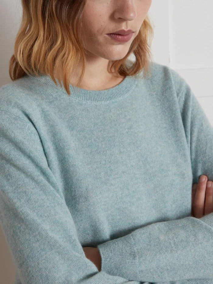Women Clothing Cyrillus Roundneck Sweater 8211 The Cashmere Collection Celadon Clair