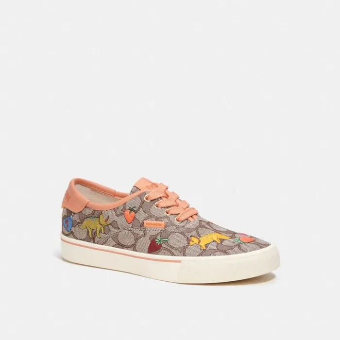 Women Coach X Observed By Us Skate Lace Up Sneaker In Signature Jacquard Oakfaded Orange Coach Sneakers