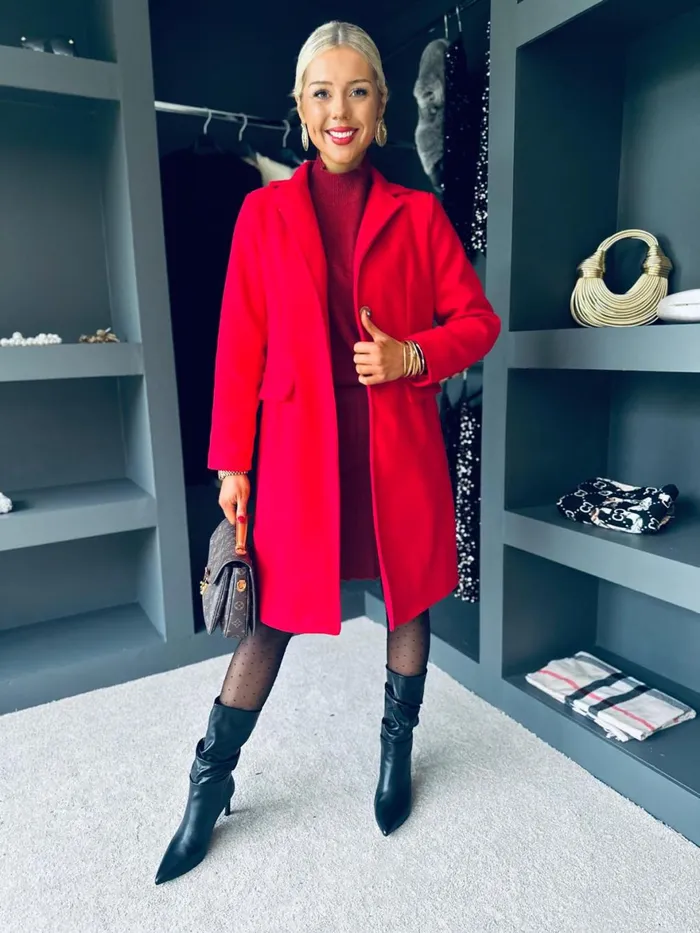 Women Coats and Jackets Canella Lane Emily Detailed Coat Red