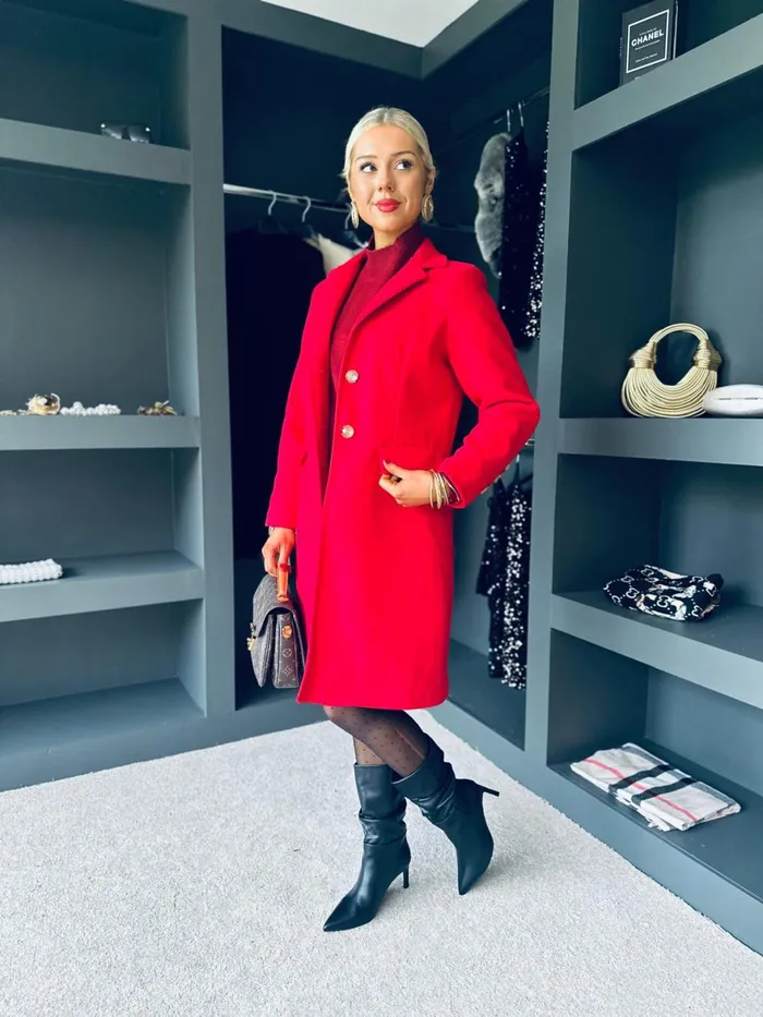 Women Coats and Jackets Canella Lane Emily Detailed Coat Red