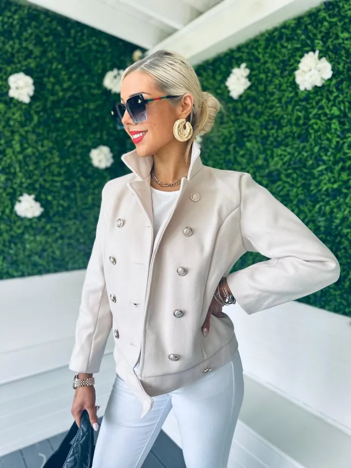 Women Coats and Jackets Canella Lane Jackson Detailed Jacket Cream
