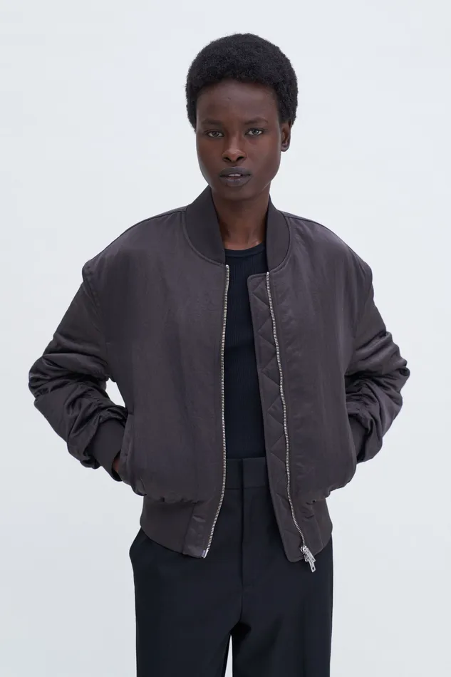 Women Coats and Jackets filippak Nylon Zip Jacket Dark Oak