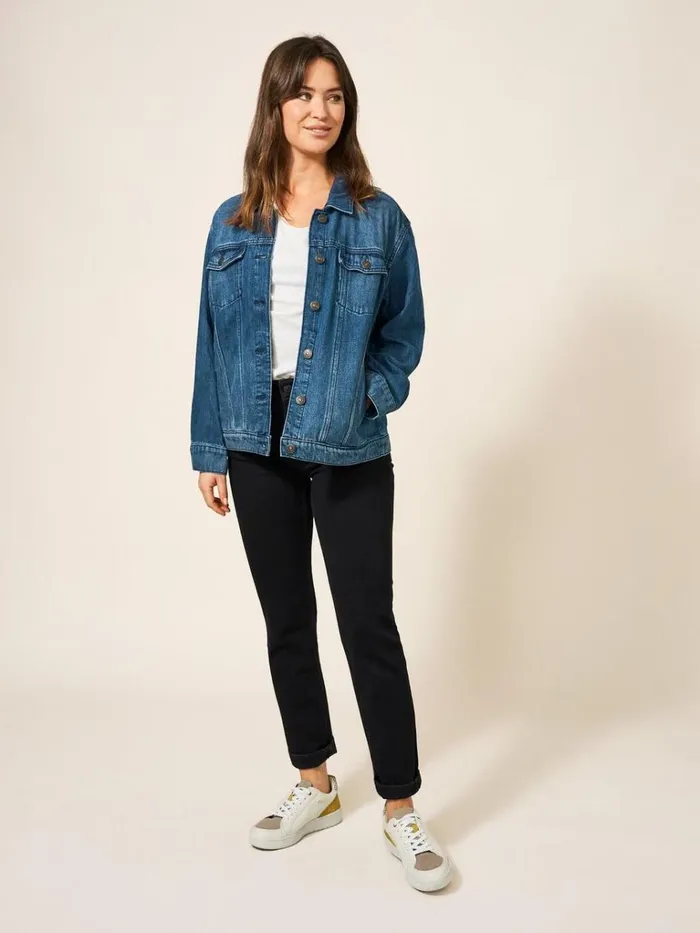 Women COATS and JACKETS White Stuff Dayton Denim Cotton Jacket Mid Denim