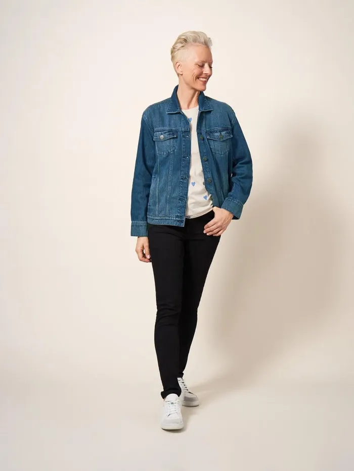 Women COATS and JACKETS White Stuff Dayton Denim Cotton Jacket Mid Denim Women COATS and JACKETS White Stuff Dayton Denim Cotton Jacket Mid Denim