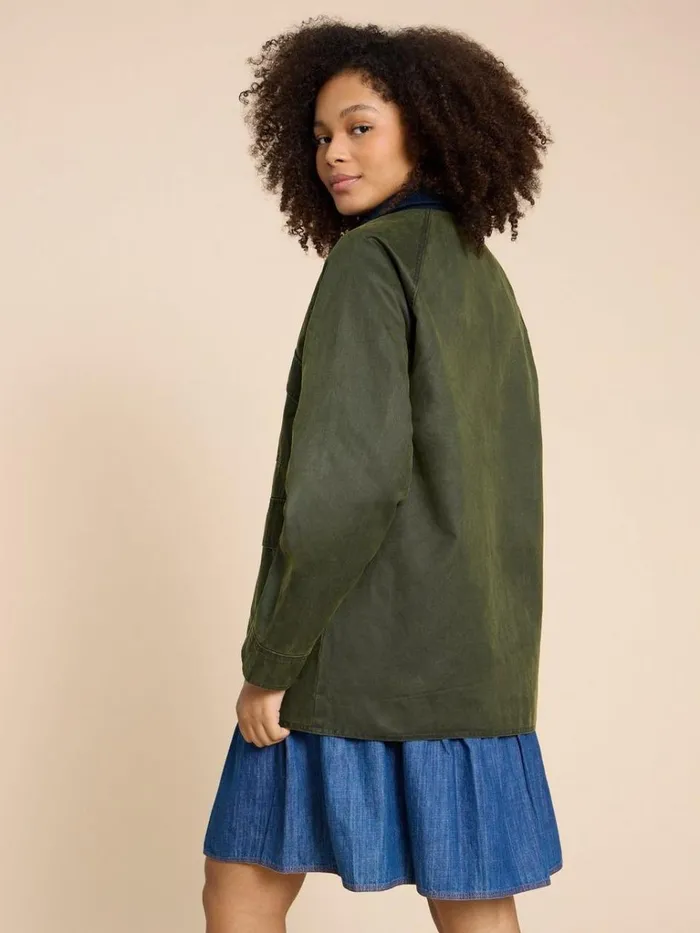 Women COATS and JACKETS White Stuff Juniper Cotton Jacket Khaki Green Women COATS and JACKETS White Stuff Juniper Cotton Jacket Khaki Green