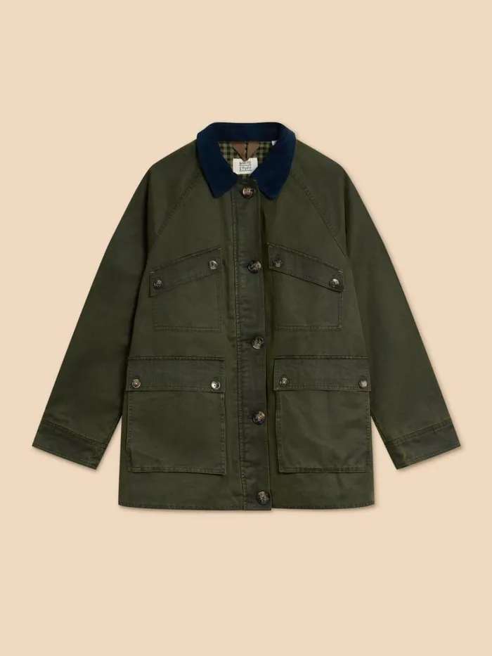 Women COATS and JACKETS White Stuff Juniper Cotton Jacket Khaki Green Women COATS and JACKETS White Stuff Juniper Cotton Jacket Khaki Green