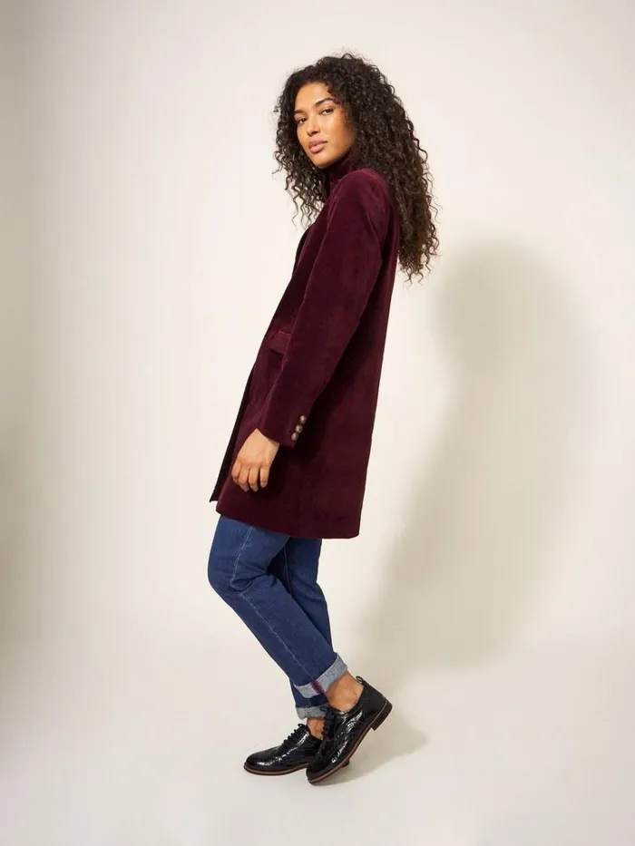 Women COATS and JACKETS White Stuff Karla Smart Velvet Coat Dk Plum Women COATS and JACKETS White Stuff Karla Smart Velvet Coat Dk Plum