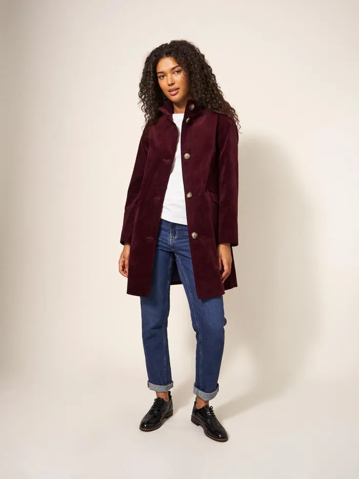 Women COATS and JACKETS White Stuff Karla Smart Velvet Coat Dk Plum Women COATS and JACKETS White Stuff Karla Smart Velvet Coat Dk Plum