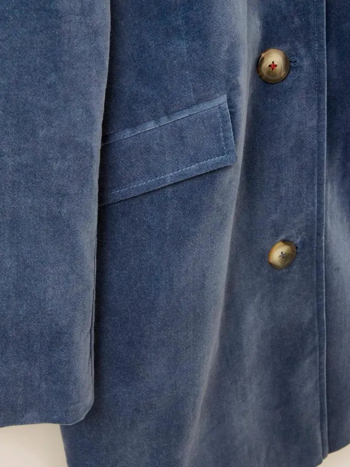 Women COATS and JACKETS White Stuff Karla Smart Velvet Coat Dusty Blue Women COATS and JACKETS White Stuff Karla Smart Velvet Coat Dusty Blue