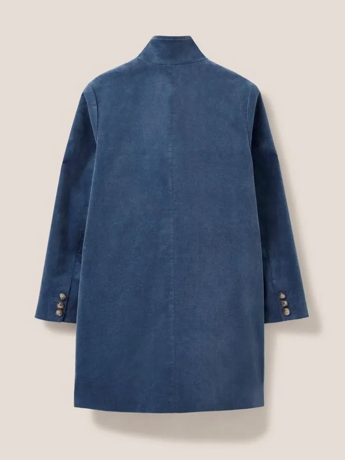 Women COATS and JACKETS White Stuff Karla Smart Velvet Coat Dusty Blue Women COATS and JACKETS White Stuff Karla Smart Velvet Coat Dusty Blue