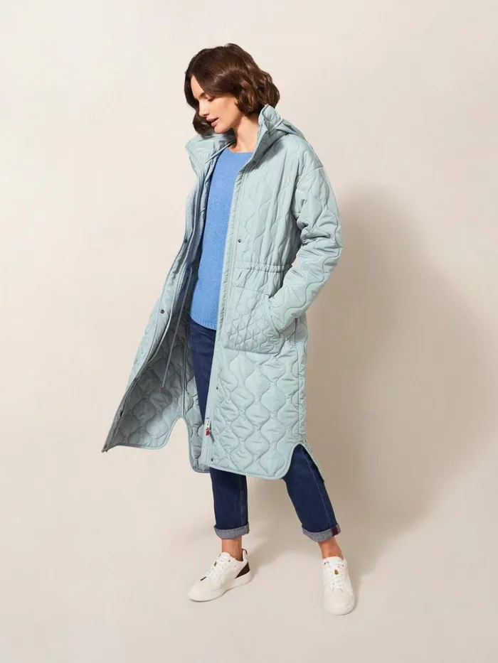 Women COATS and JACKETS White Stuff Maddison Quilted Coat Mid Blue