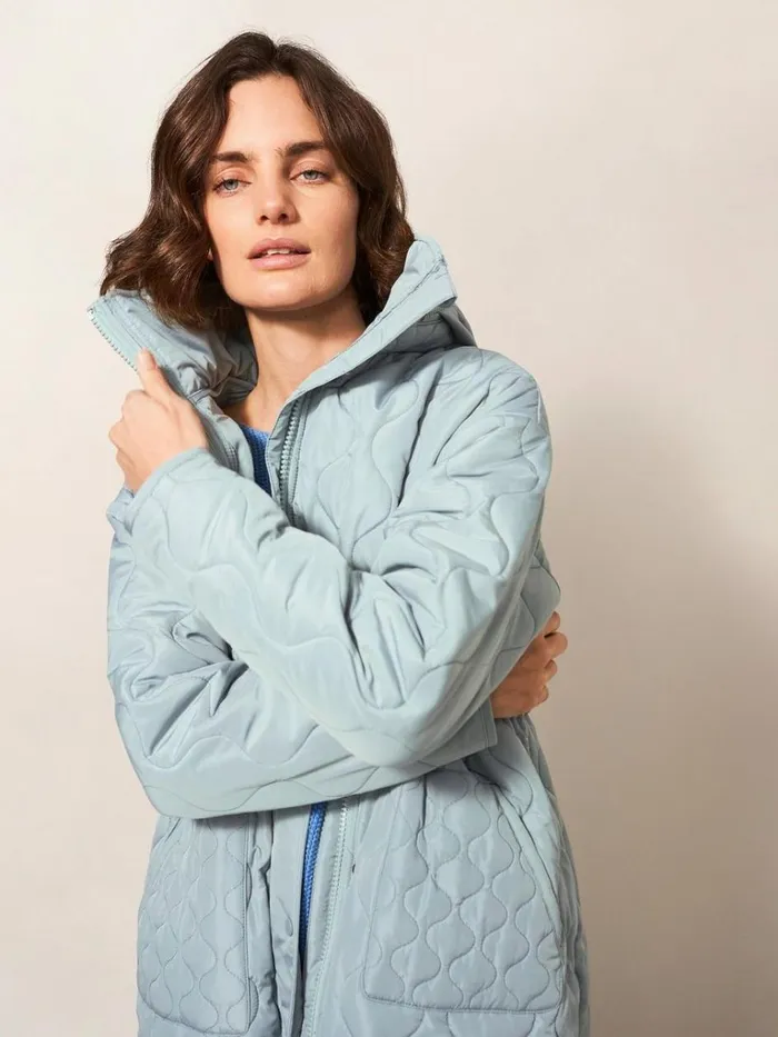 Women COATS and JACKETS White Stuff Maddison Quilted Coat Mid Blue Women COATS and JACKETS White Stuff Maddison Quilted Coat Mid Blue