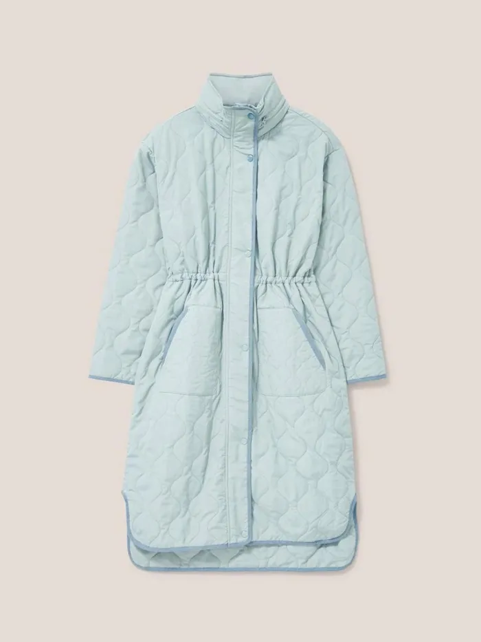 Women COATS and JACKETS White Stuff Maddison Quilted Coat Mid Blue Women COATS and JACKETS White Stuff Maddison Quilted Coat Mid Blue