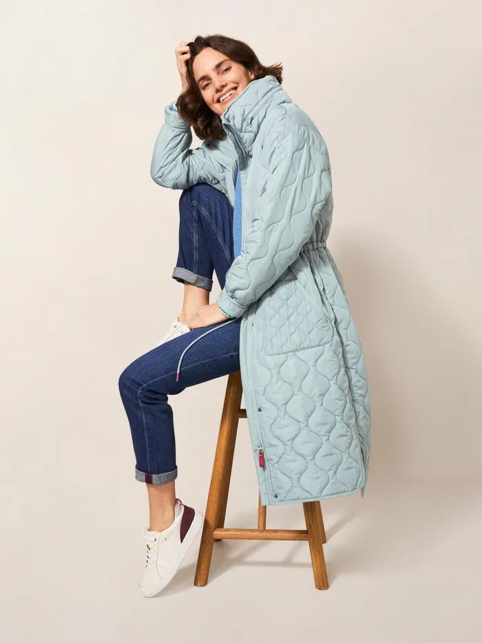 Women COATS and JACKETS White Stuff Maddison Quilted Coat Mid Blue Women COATS and JACKETS White Stuff Maddison Quilted Coat Mid Blue