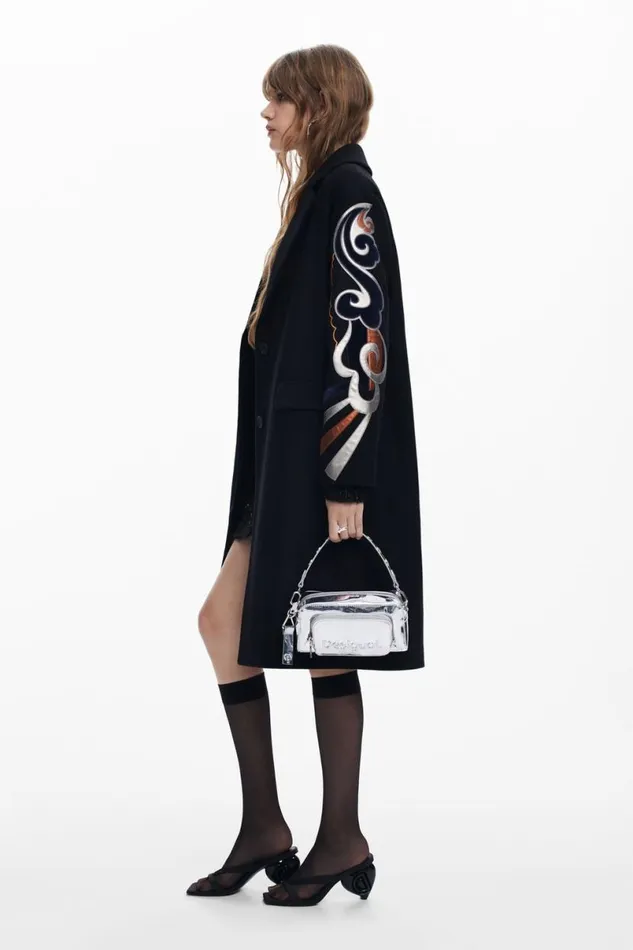 Women Coats And Jackets Desigual Coat With Printed Sleeves