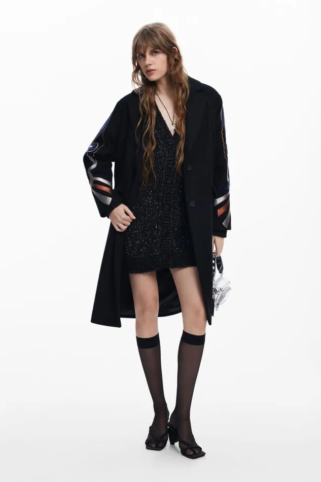 Women Coats And Jackets Desigual Coat With Printed Sleeves