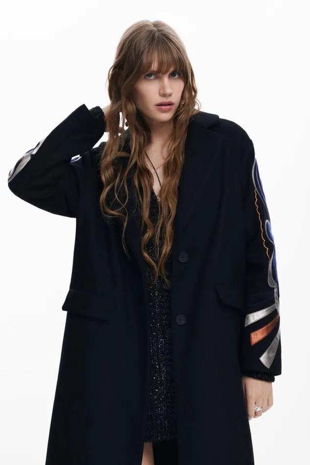 Women Coats And Jackets Desigual Coat With Printed Sleeves