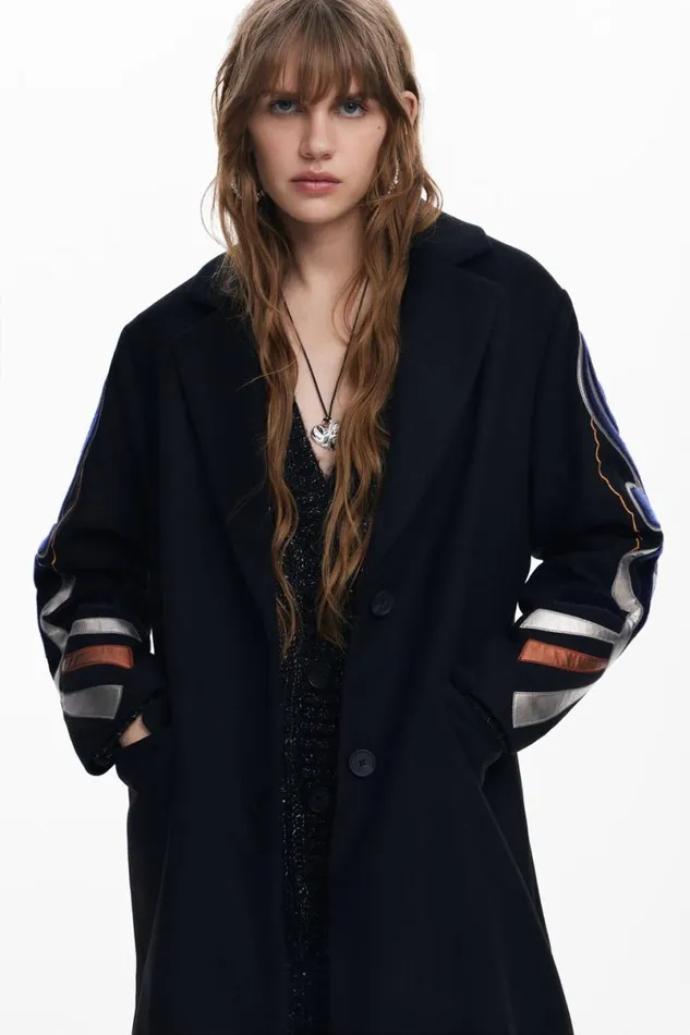 Women Coats And Jackets Desigual Coat With Printed Sleeves