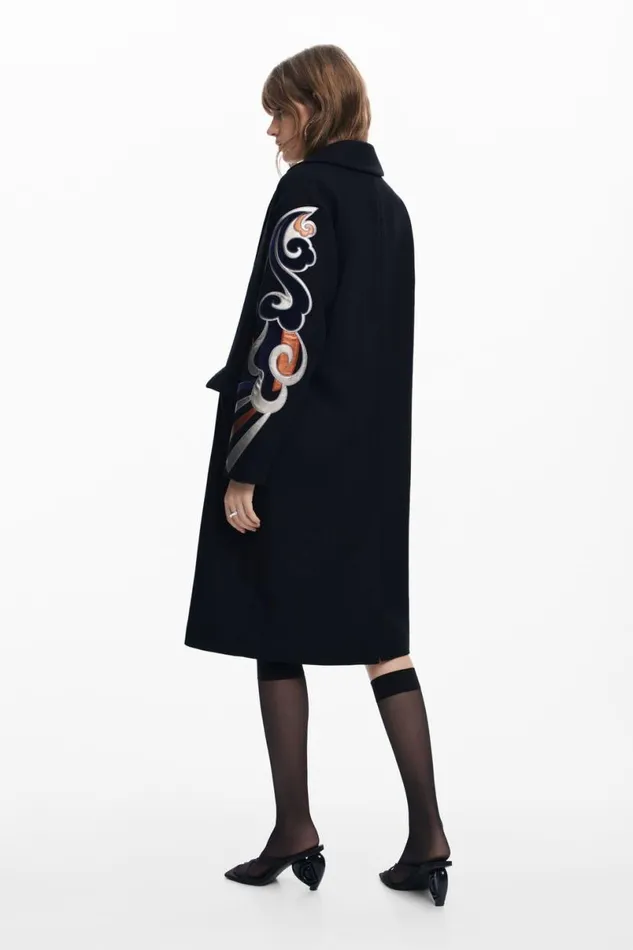Women Coats And Jackets Desigual Coat With Printed Sleeves